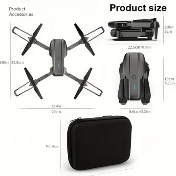 E99 Pro Drone With HD Camera, WiFi FPV HD Dual Foldable RC Quadcopter Altitude H - Picture 1 of 1